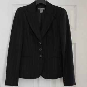 Ann Taylor Black Pinstripe Blazer